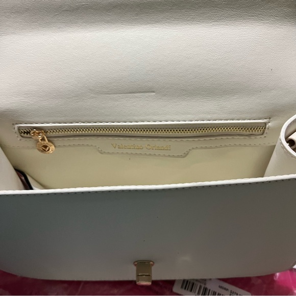 Valentino Orlandi White Quilted Vegan Leather Bag Gold Hardware NWT MSRP $279 - Picture 5 of 9